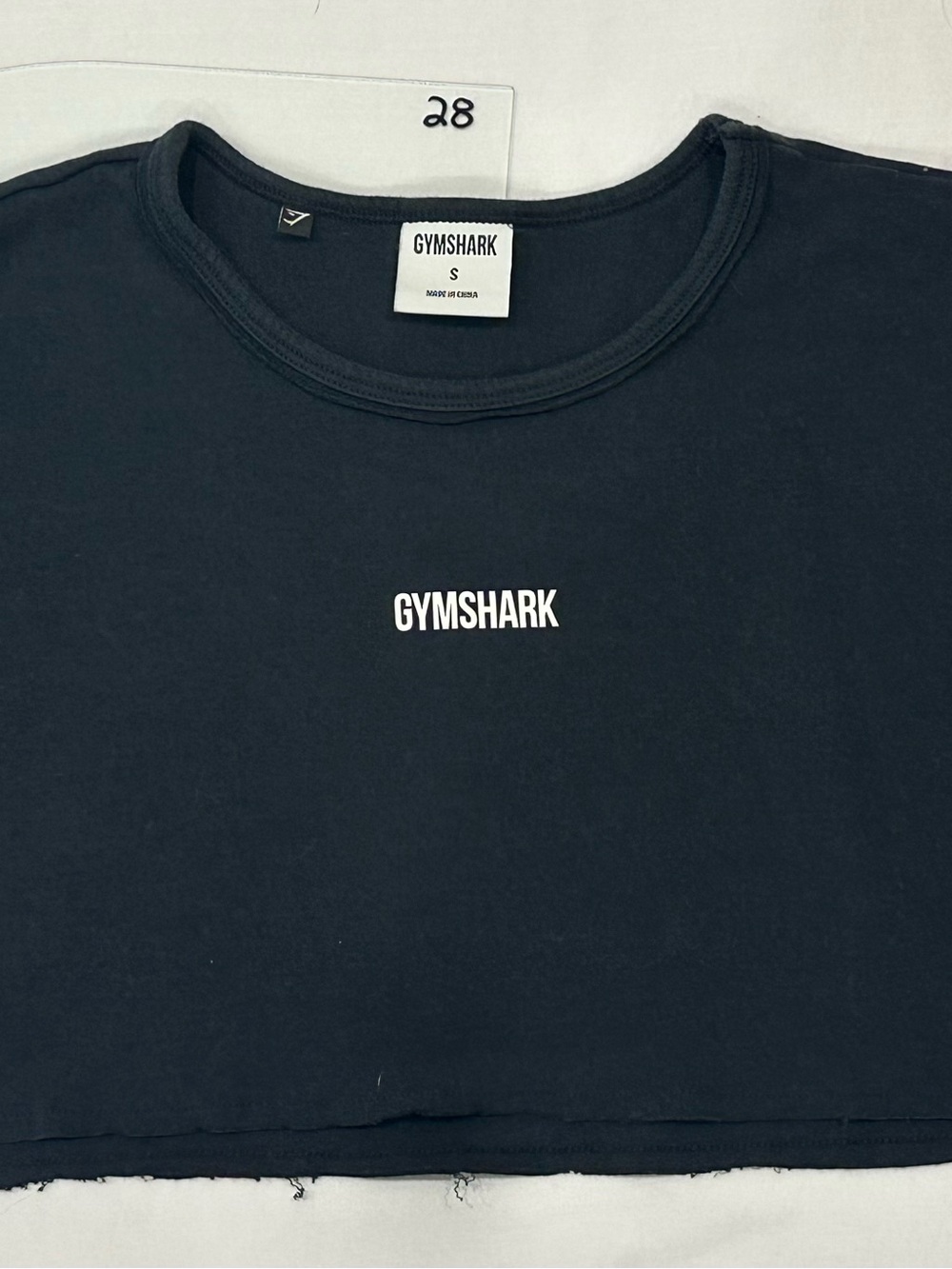 Gymshark Black Cropped Muscle Tee with White Logo